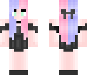 pastel hair girl with black mini dress