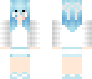 kawaii anime blue hair girl