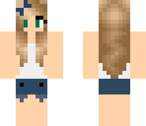 girl with white tee and jean shorts