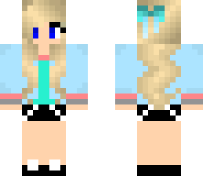 normal blonde girl in blue