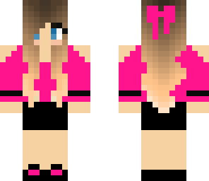 dark blonde girl in casual pink and black