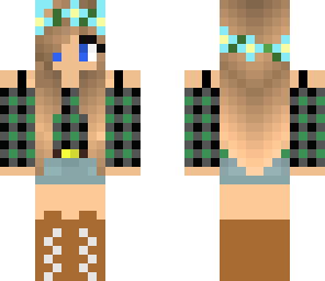 flower crown girl with plaid shirt