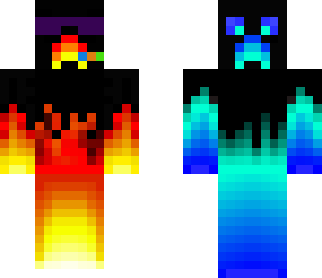 fire and water creeper with headphones and glasses