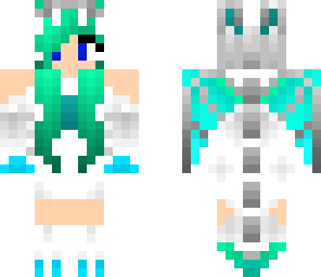 blue and green dragon girl