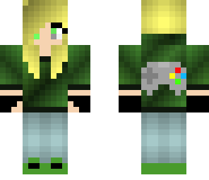 cute green gamer girl