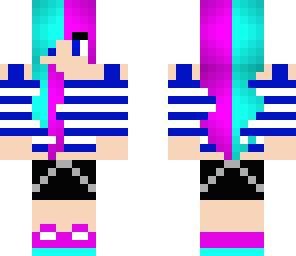 pink and teal hair girl