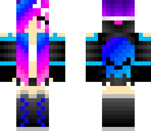 blue to pink skull girl