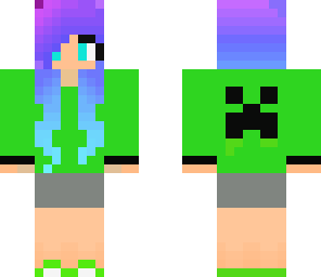 creeper girl with blue and purple hair
