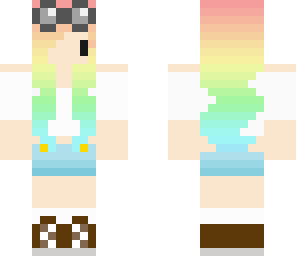 kawaii rainbow girl with goggles