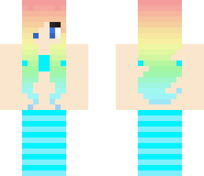 blue mermaid with rainbow hair