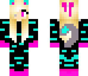 teal and pink cat