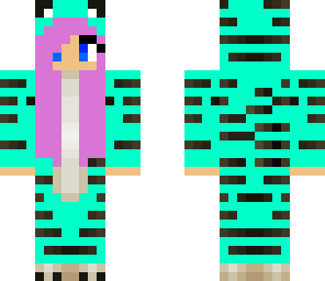 blue cat girl with purple hair