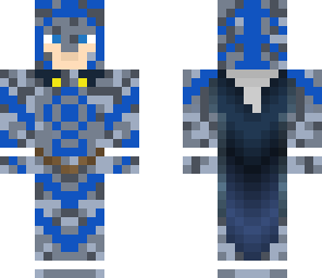 silver knight with blue accents