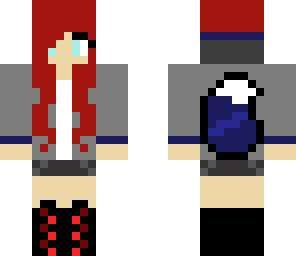 red and blue wolf girl with hoodie