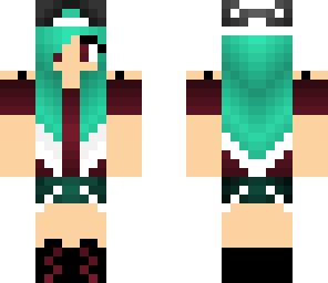cute green dark purple girl with nice hair