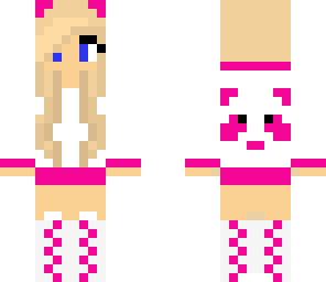 pink panda girl with blue eyes