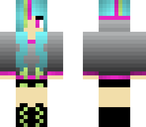 pink and green eyed hoodie girl
