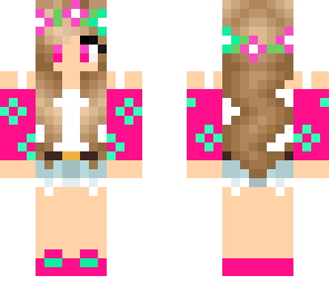 pink teal flower girl