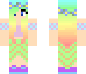 cute rainbow girl skin popart
