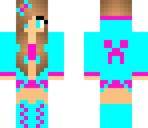pink light blue creeper girl
