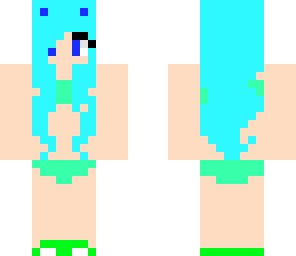 blue haired fox in bikini