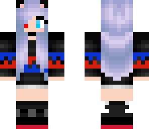 blue and red neko girl