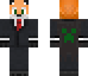 fox in tux with creeper face