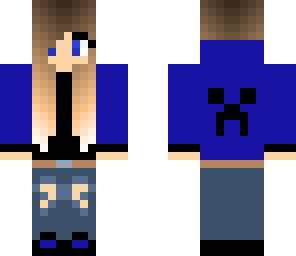blue girl with creeper hoodie
