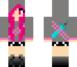 gray hoodie swordswoman
