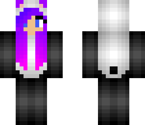 blue-purple-pink haired panda skin