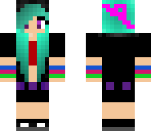 blue haired hooded girl