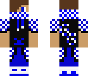blue and white and black checkered