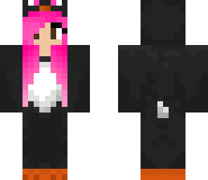 penguin girl with pink hair