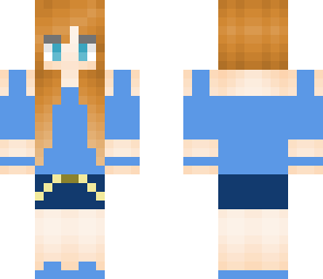 red hair girl with blue clothes