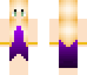 blond hair with purple dress