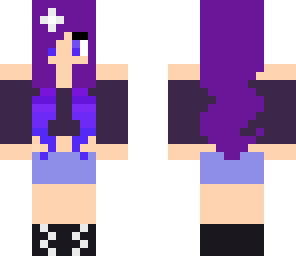 purple girl with a white flower in her hair