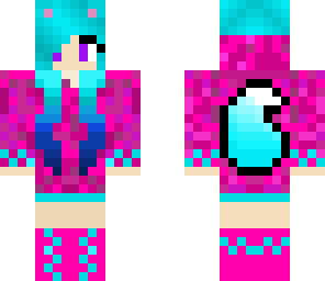pink and blue fox girl