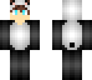 panda onesie - blue eyes brown hair