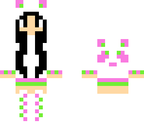 pink and light green panda