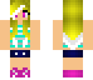 cute girl blonde yellow hair pink blue