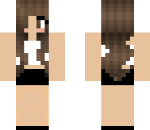 brunette in a white shirt with a black skirt