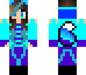 blue green and purple girl wolf gamer