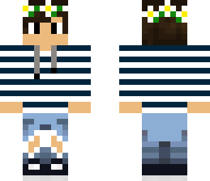 guy  with flower crown and striped sweater