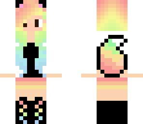 cute rainbow wolf girl brown eyes