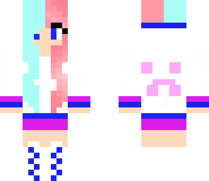 creeper hoodie with pink and blue hair