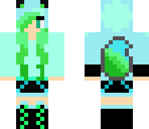 blue and green fox girl