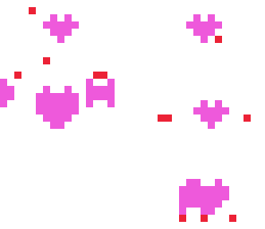 hearts and confetti