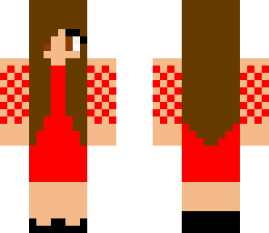 a girl in a red dress