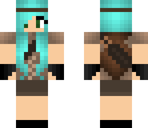 blue haired archer girl