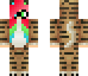pink blue and green haired tiger